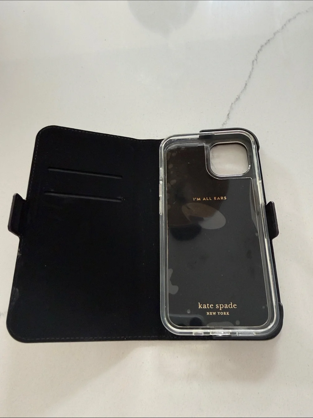 Kate Spade Cream and Gray Floral Folio I Phone 13 Case with magnetic closur. new